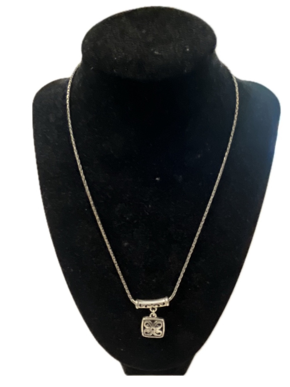 BRIGHTON Hamilton Butterfly Silver Pendant Retired Adjustable Necklace